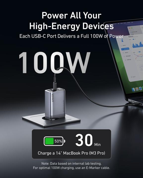 Image du produit Anker Prime Charger 100W 3 ports GaN (100 W)