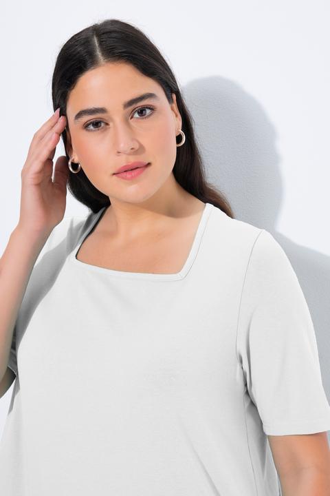 Immagine prodotto Ulla Popken T-shirt dal taglio svasato con scollo rettangolare e mezze maniche (46, 48)