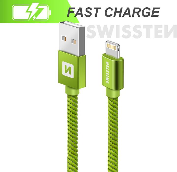 Produktbild Swissten Datenkabel Textil USB / Lightning 2.0 M (2 m, USB 2.0)