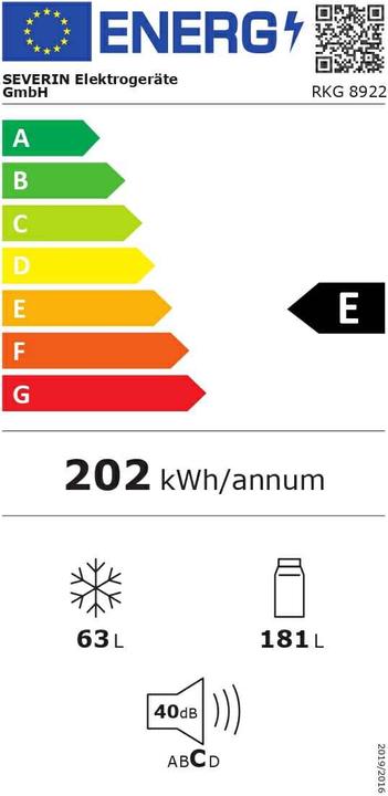 Etichetta energetica Severin RKG 8922 (244 l)