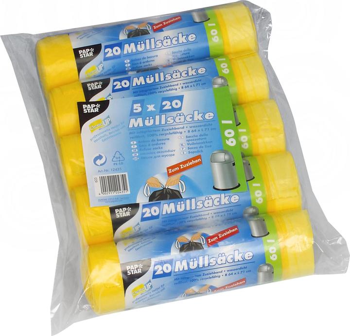 Papstar Sacchetti per rifiuti 60 l, 100 pezzi (100 x, 60 l)