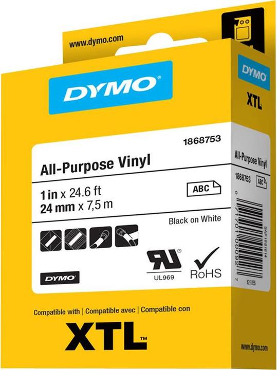 Produktbild Dymo XTL Schriftband, Vinyl (2.40 cm, Schwarz)