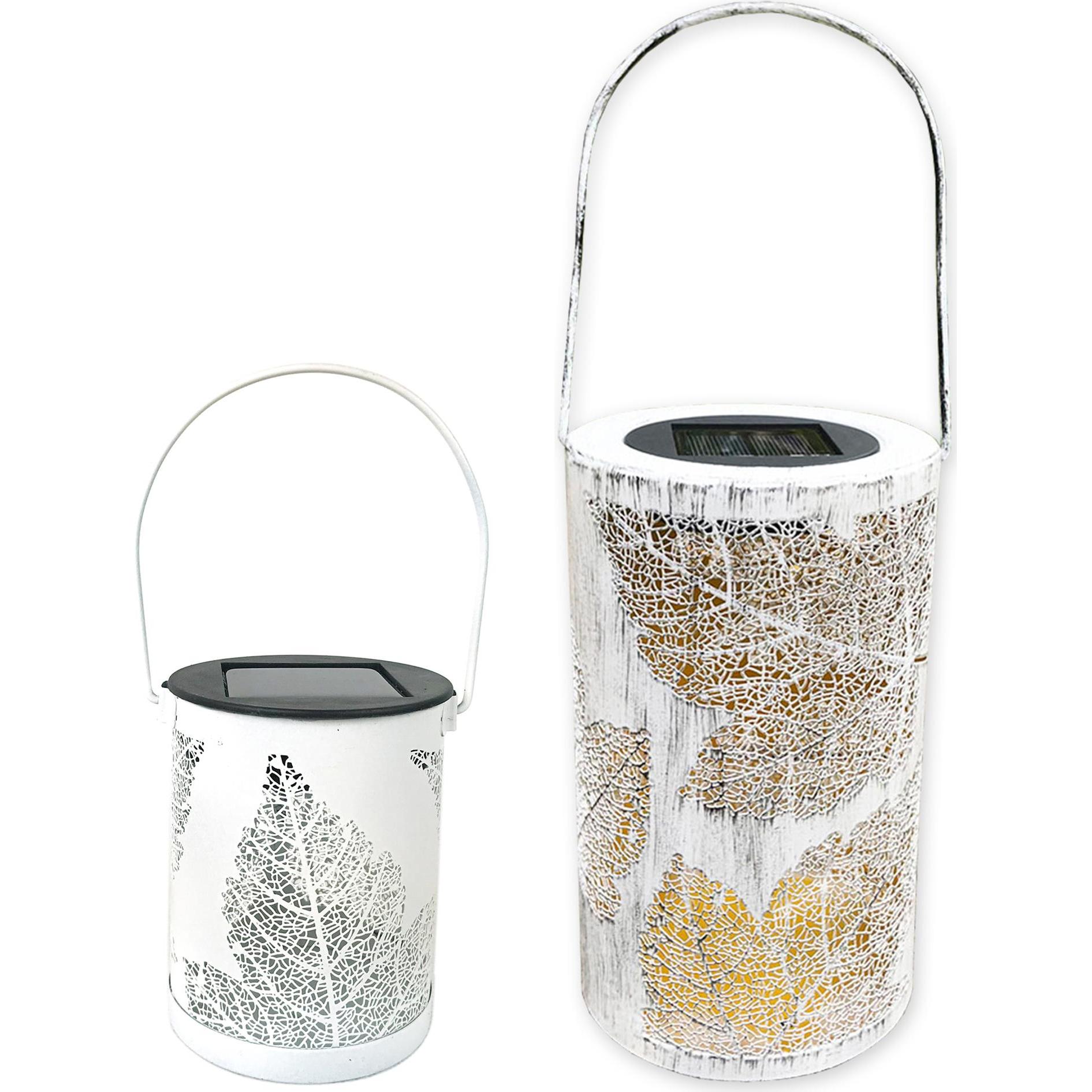 HTI-Living, Laterne, Solarlaterne Blätter, 2er Set (12.5 x 12.5 x 20 cm, 2 x)