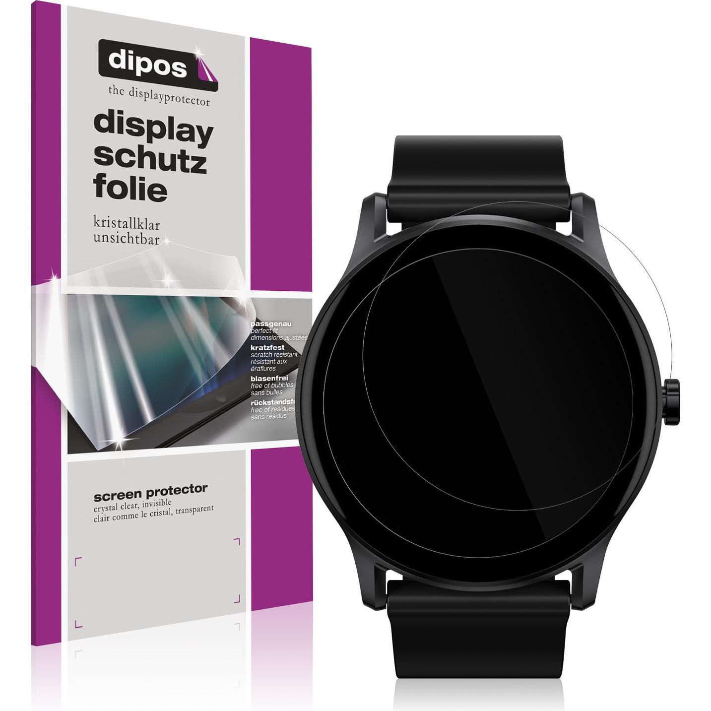 Dipos Displayschutzfolie Crystalclear, Smartwatch Schutzfolie, Transparent
