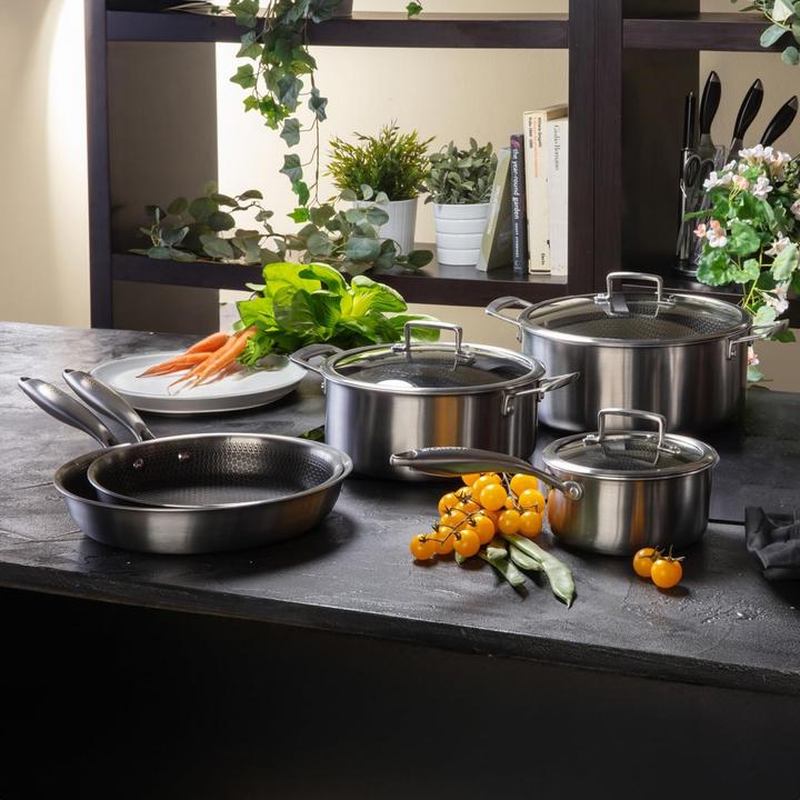 Productafbeelding Kasanova 8-teilige Antihaft-Kochgeschirr mit Glasdeckeln, induktionsgeeignet und ofenfest (Kookpotten en pannenset, Roestvrij staal)