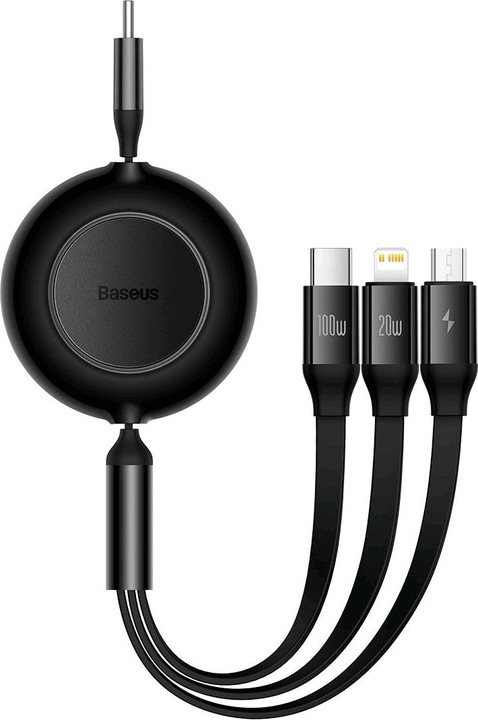 Productafbeelding Baseus Heldere Spiegel 4, USB-C 3-in-1 kabel voor micro USB / USB-C / Lightning 100W / 3,5A 1,1m (Zwart) (1.10 m, USB 3.2 Gen 1)