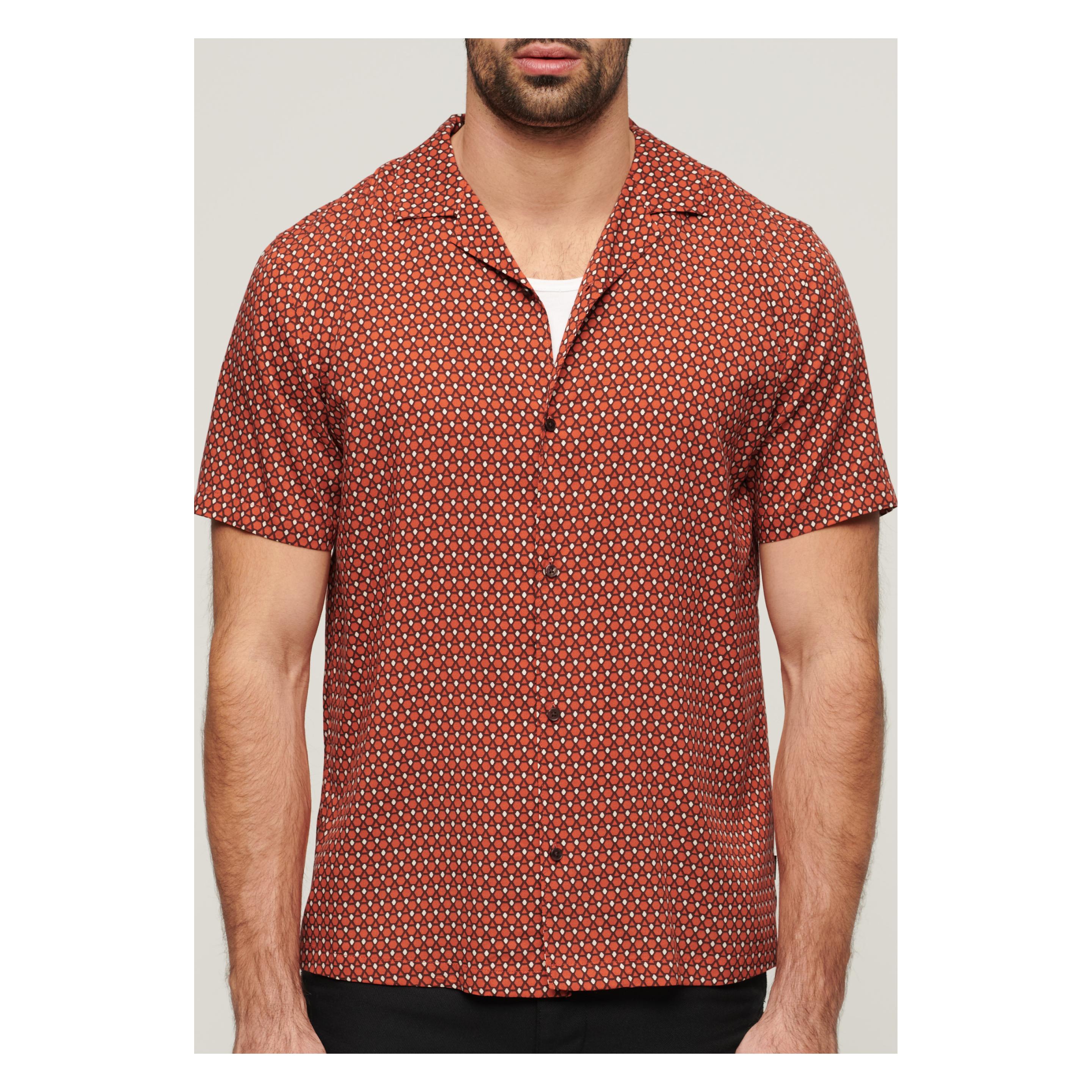 Superdry, Herren, Hemden, Kurzärmeliges Hemd Mit Reverskragen Im 70er-Jahre-Stil, Rot, (Xxl)