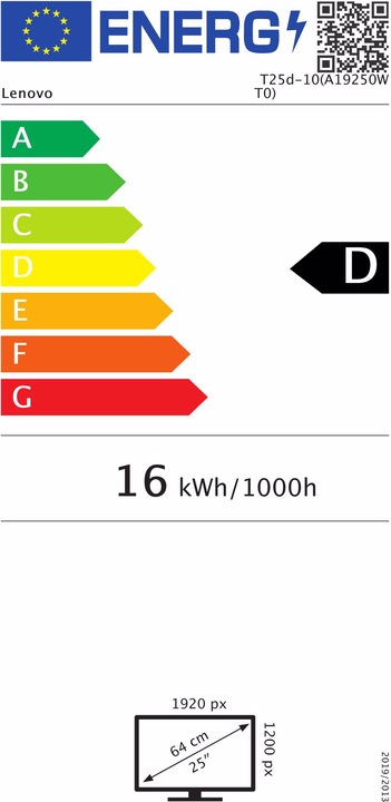 Energy Label Lenovo T25d-10 (1920 x 1200 pixels, 25")