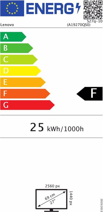 Energie-Label Lenovo ThinkVision S27q-10 (2560 x 1440 Pixel, 27")