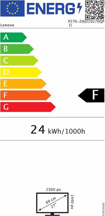 Energy Label Lenovo ThinkVision P27h-20 (2560 x 1440 pixels, 27")