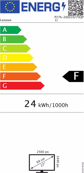 Energie-Label Lenovo ThinkVision P27h-20 (2560 x 1440 Pixel, 27")
