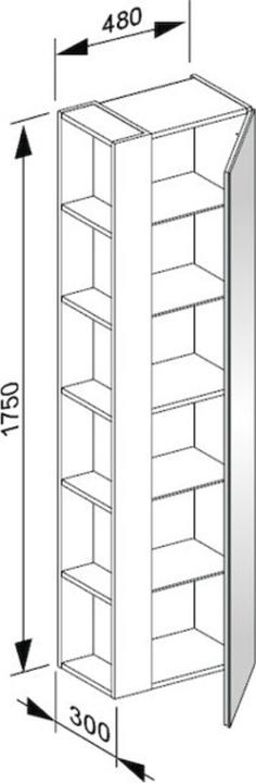Actual product image Keuco Tall cabinet X-LINE 480x1750x300mm, stop right white