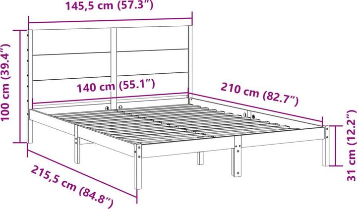 Actual product image vidaXL Bettrahmen (140 x 210 cm)