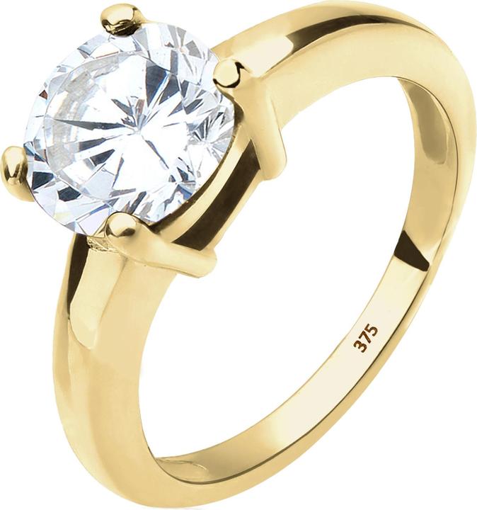 Image du produit Elli PREMIUM Bague Solitaire Zirconia 375 Or Jaune Idée Cadeau (58, 375/9 K)