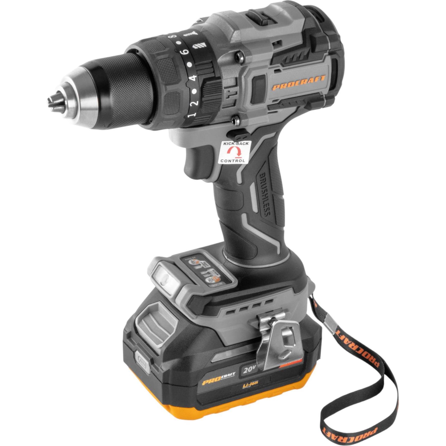 Procraft, Trapano + Avvitatore a batteria, Trapano avvitatore a batteria Industrial CD20B-1b 20 V 150 Nm + 1 batteria 4,0 Ah +