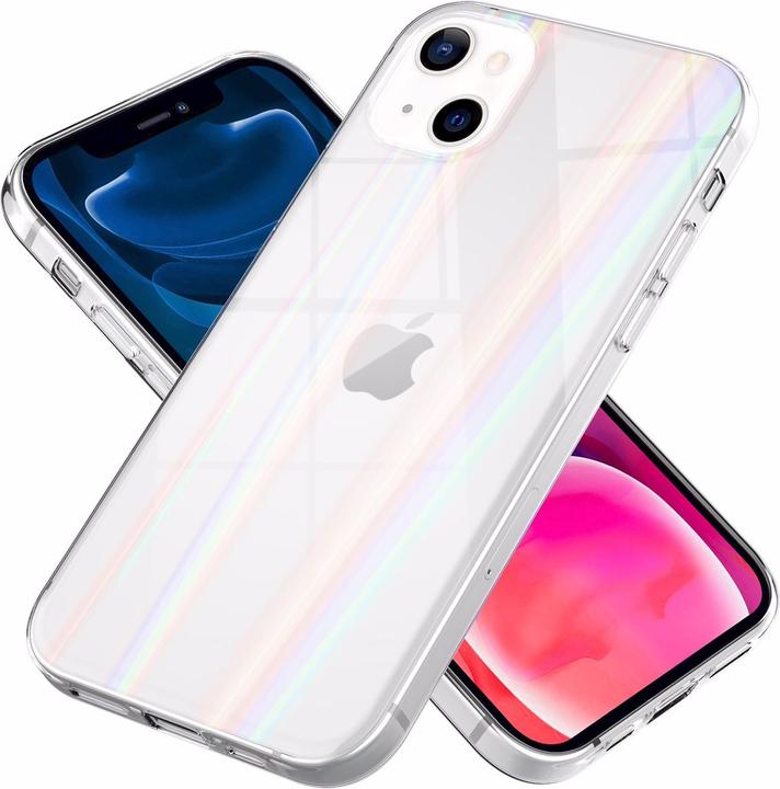 Actual product image Nalia Clear tempered glass hull rainbow effect (Apple iPhone 13 mini)