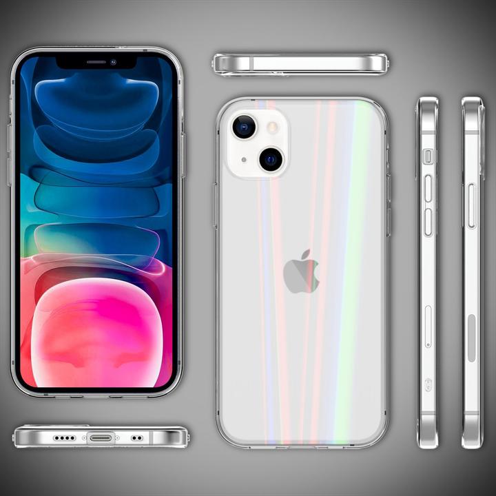 Actual product image Nalia Clear tempered glass hull rainbow effect (Apple iPhone 13 mini)