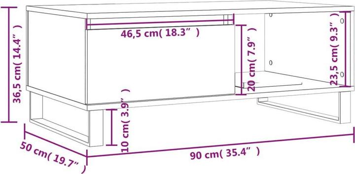 Image du produit vidaXL Couchtisch (90 x 50 x 36.50 cm)