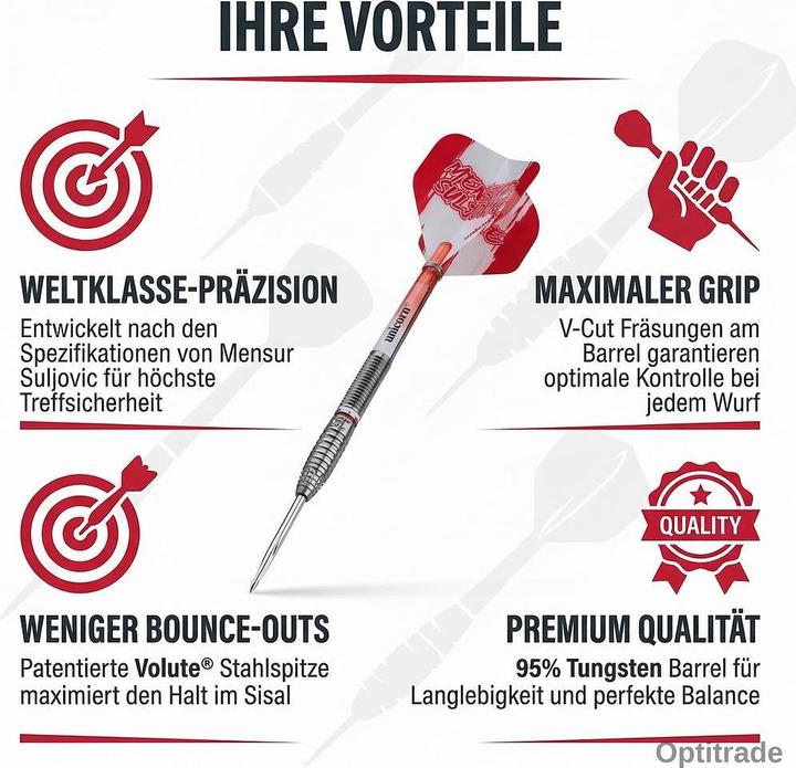 Actual product image Unicorn Mensur Suljovic Steel Tip Dart - 95% Tungsten 25G (25 g)