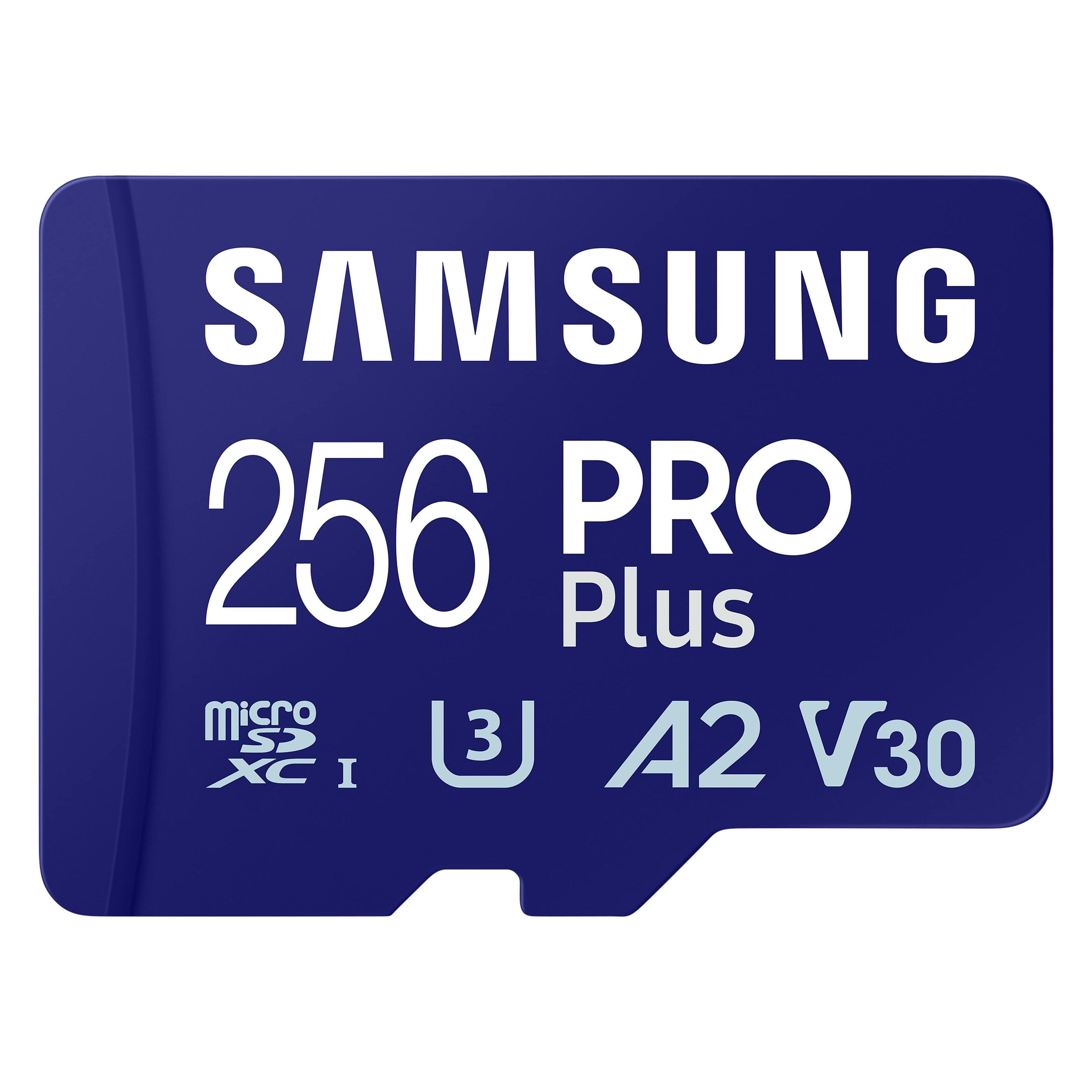 Samsung PRO Plus (256 GB, microSDXC, U3, UHS-I), Speicherkarte, Blau