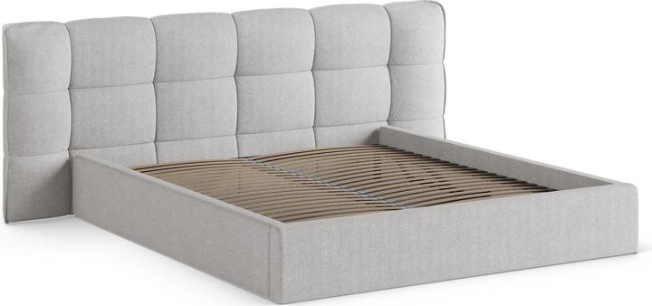 Actual product image Micadoni Boucle Storage Bed with Headboard, "Eric", Light Grey, 225x270x104 Made in Europe (180 x 200 cm)