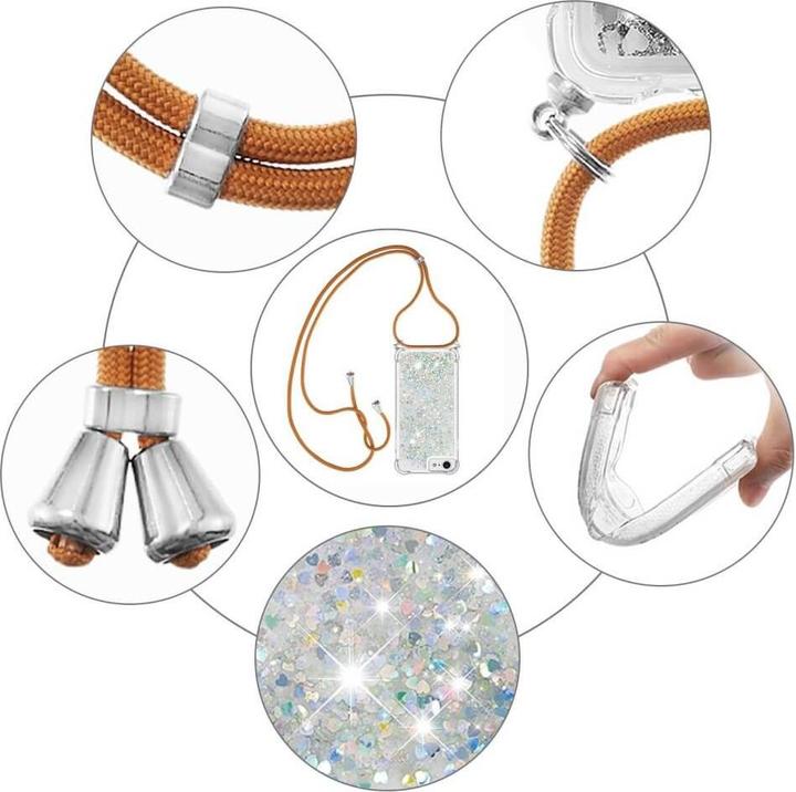 Produktbild Cover-Discount iPhone SE / 8 / 7 - Glitzer Hülle mit Umhängeband weiss (Apple iPhone 7, Apple iPhone 8)