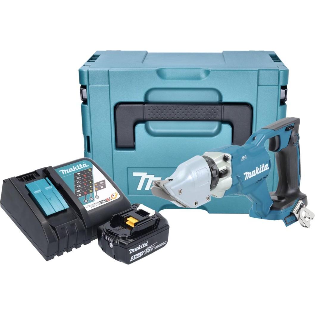 Thumbnail - Makita, Elektroblechschere, DJS 200 RF1J Akku Blechschere 18 V 2,0 mm Brushless + 1x Akku 3,0 Ah + Ladegerät + Makpac