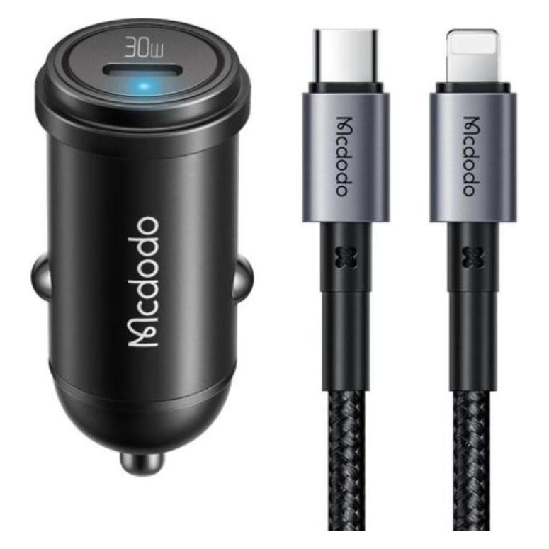 Mcdodo Autoladegerät Mit Ladekabel Usb-C Auf Lighting, Auto Adapter, Schwarz