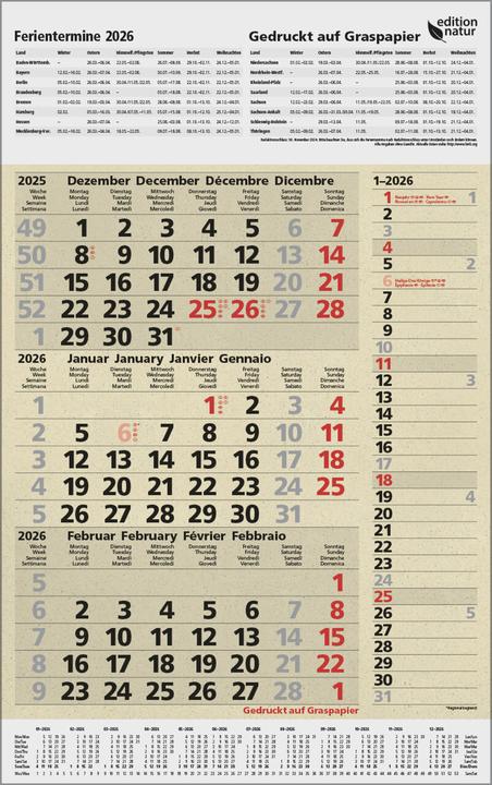 Produktbild 3-Monats-PlanerCombiGraspapier2026