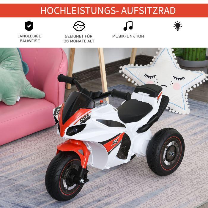Immagine prodotto Swisshandel24 Veicolo per bambini Passeggino Moto per bambini 18-36 mesi con musica Bianco 74 x 39 x 4