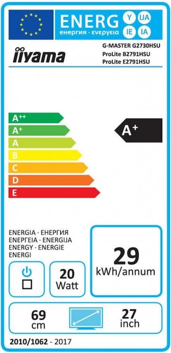 Energy Label iiyama G-Master G2730HSU-B1 (1920 x 1080 pixels, 27")