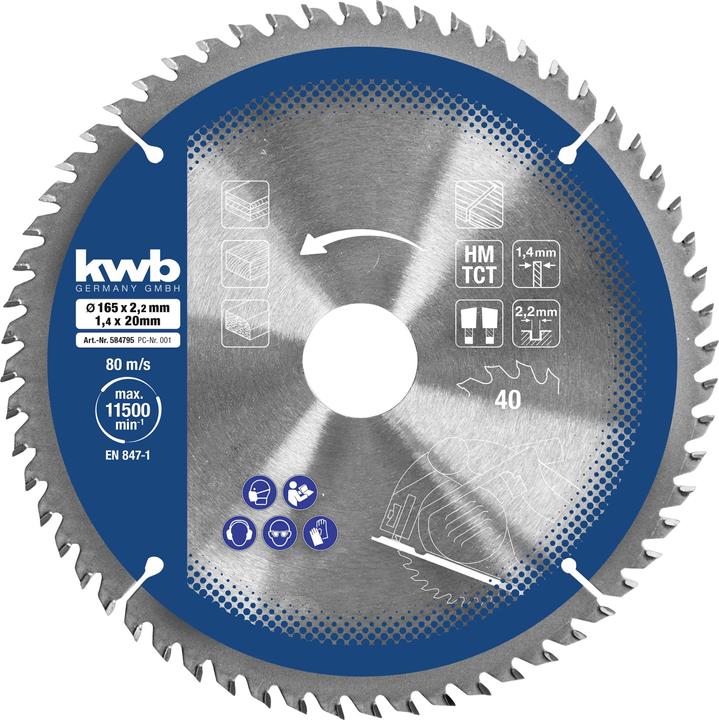 Produktbild kwb 584795 Kreissägeblatt-Set 165 x 16 mm 1 St.