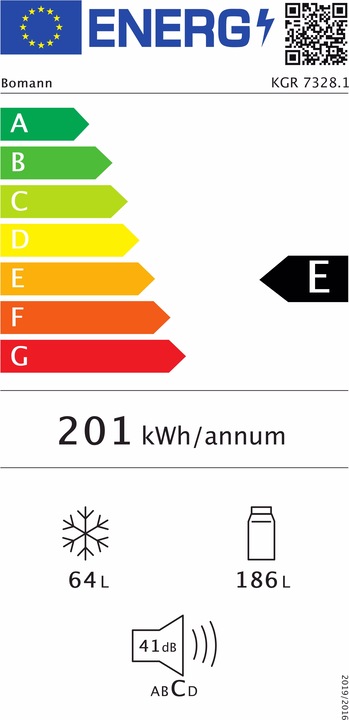 Etichetta energetica Bomann Frigorifero-congelatore KGR 7328 A++ (250 l)