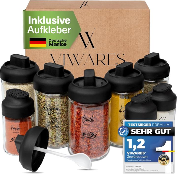 Image du produit Viwares 9-teiliges Gewürzgläser Set