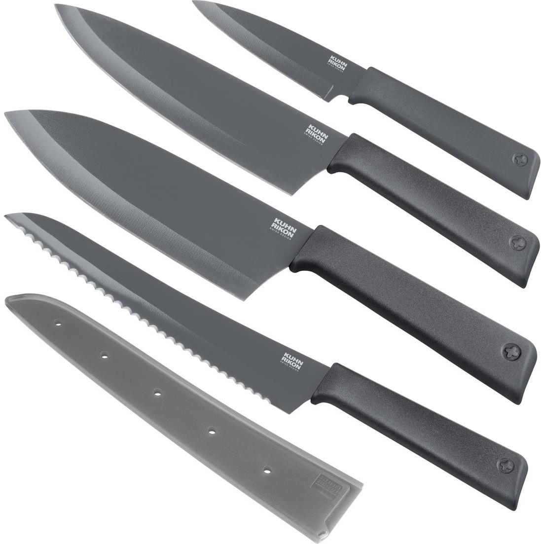 6x Kuhn Rikon Messerset, Küchenmesser, Grau, Schwarz