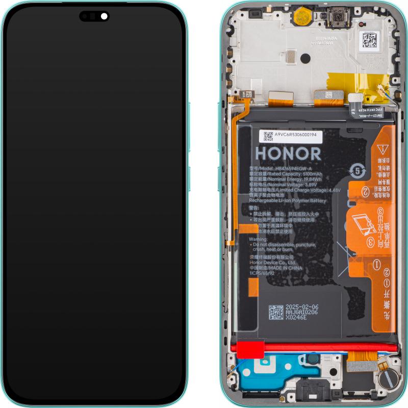 Honor Display Unit für 400 Lite, with Battery, Marrs Green (Accumulatore di carica elettrica, Display), Pezzi di ricambio per dispositivi mobili, Verd