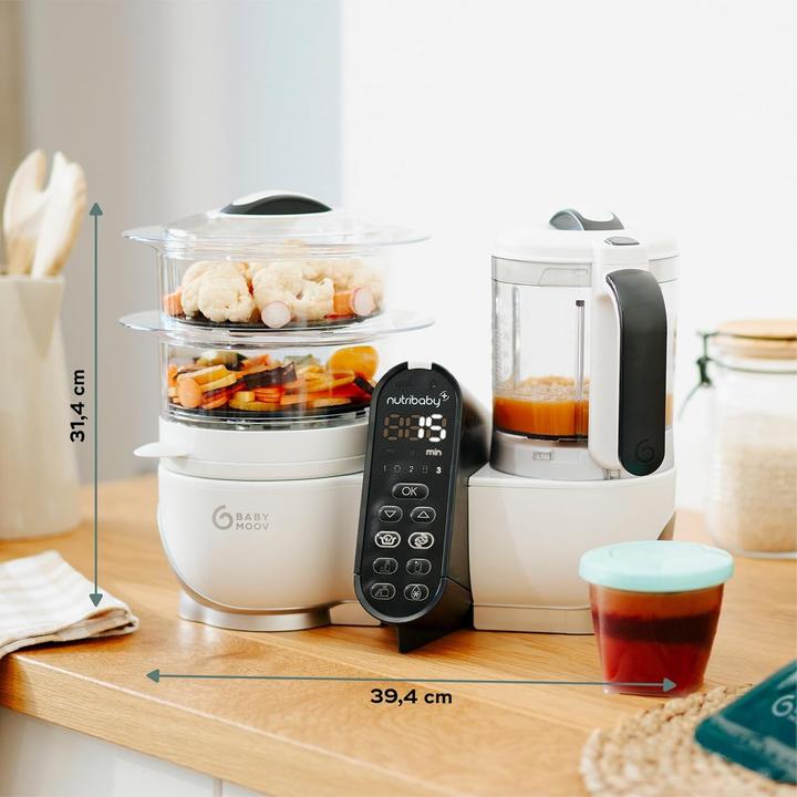 Actual product image Babymoov 6-in-1 Baby Food Maker with Reusable Pouches, Steam Cook, Mix, Defrost, Warm, Sterilize