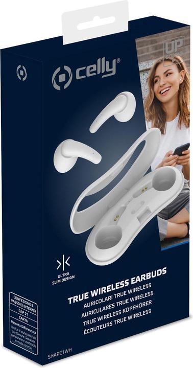 Image du produit Celly SHAPE1 Casque intra-auriculaire musical et Bluetooth sans fil (TWS) Blanc (Pas de réduction du bruit, 3.50 h, Sans fil)