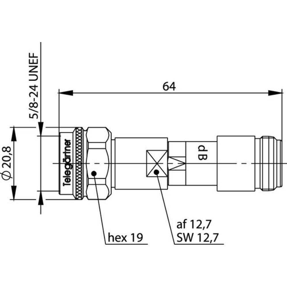 Thumbnail - Telegärtner Dämpfungsglied (14 dB, Dämpfen und Abschliessen), Antennenkabel
