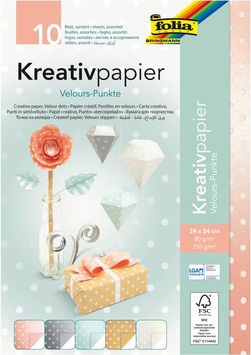 Folia Kreativpapier Velours-Punkte (80 g/m², 1x)