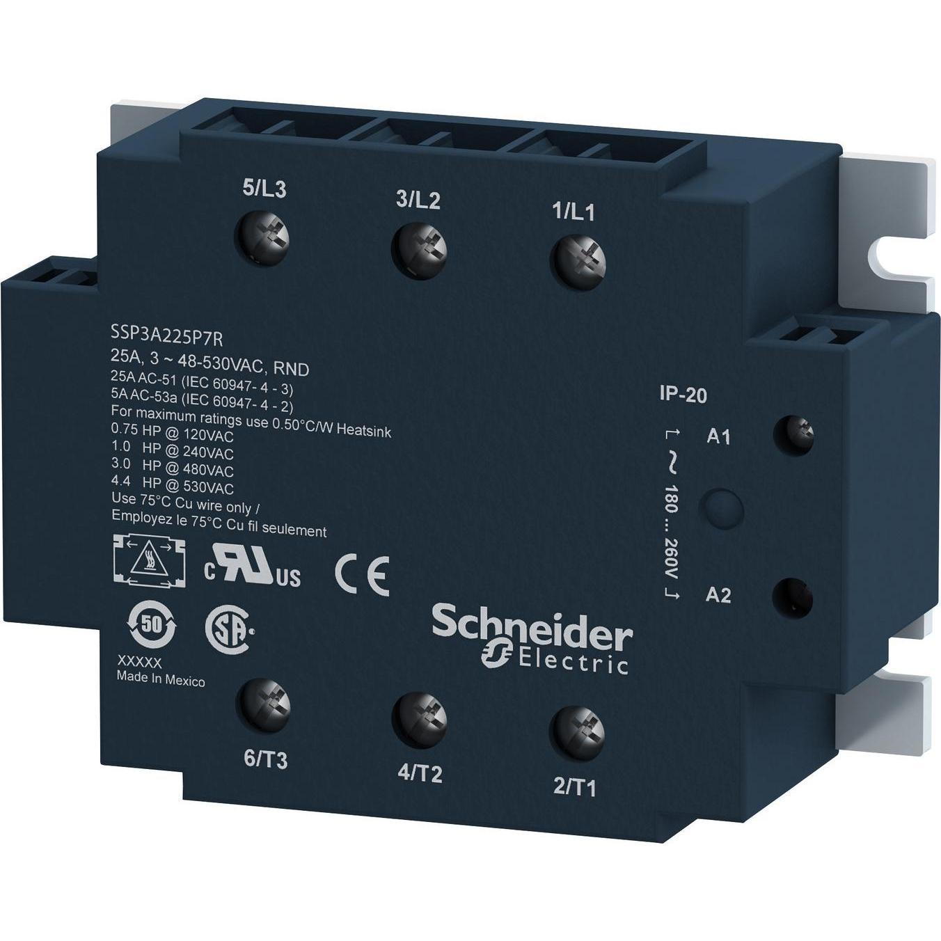 Schneider Electric 3 PH SSR 530VAC 25A 24V, Relais