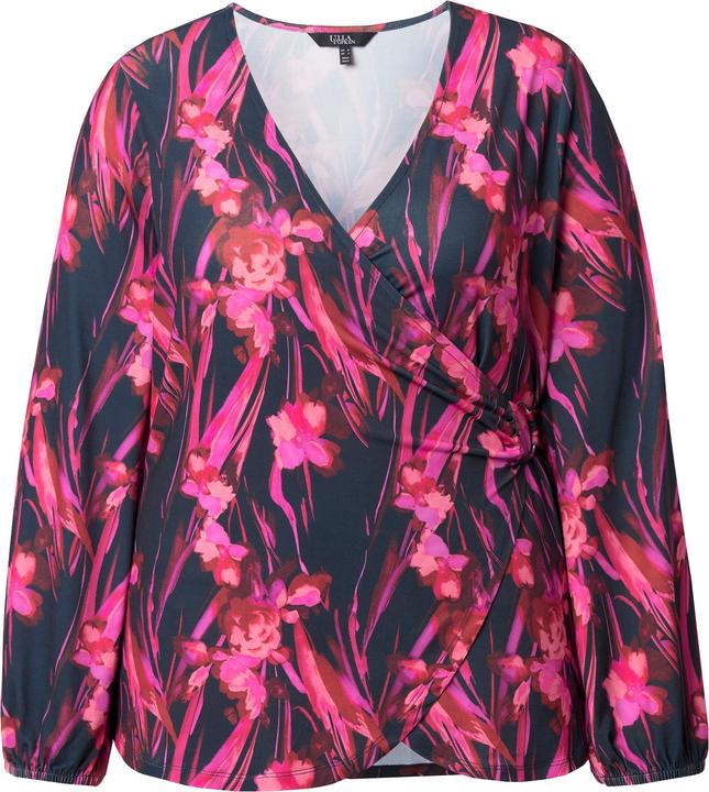 Immagine prodotto Ulla Popken Maglia con fiori, effetto incrociato, scollo a V e maniche lunghe (44)