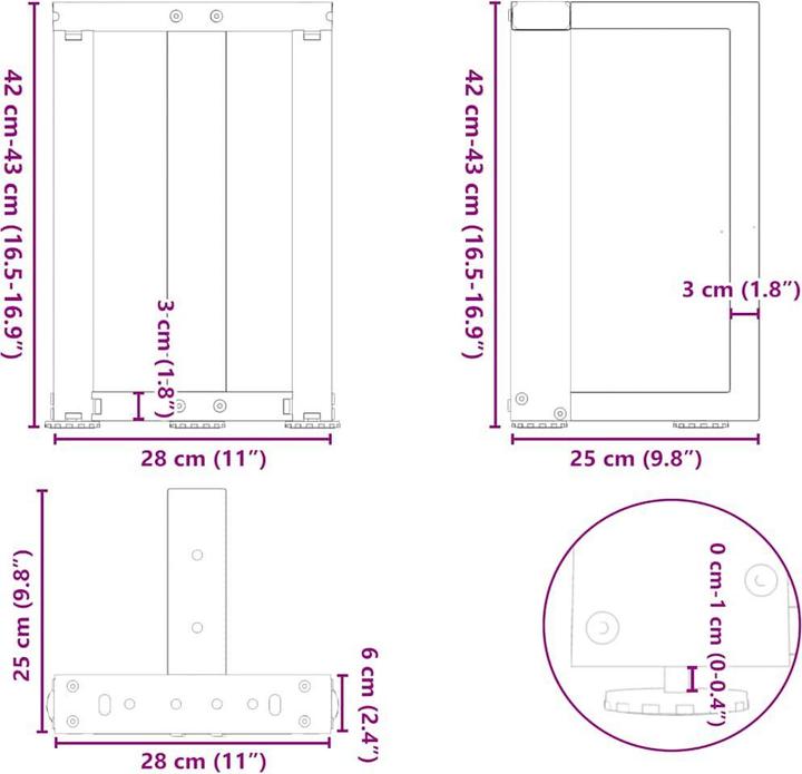 Produktbild vidaXL Couchtischbein