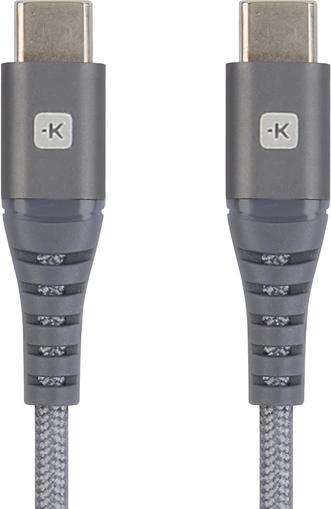 Actual product image Skross USB Cable USB-C to USB-C Cable 2.0, Braiding, 1.20m space gray (1.20 m, USB 2.0, 36 W)