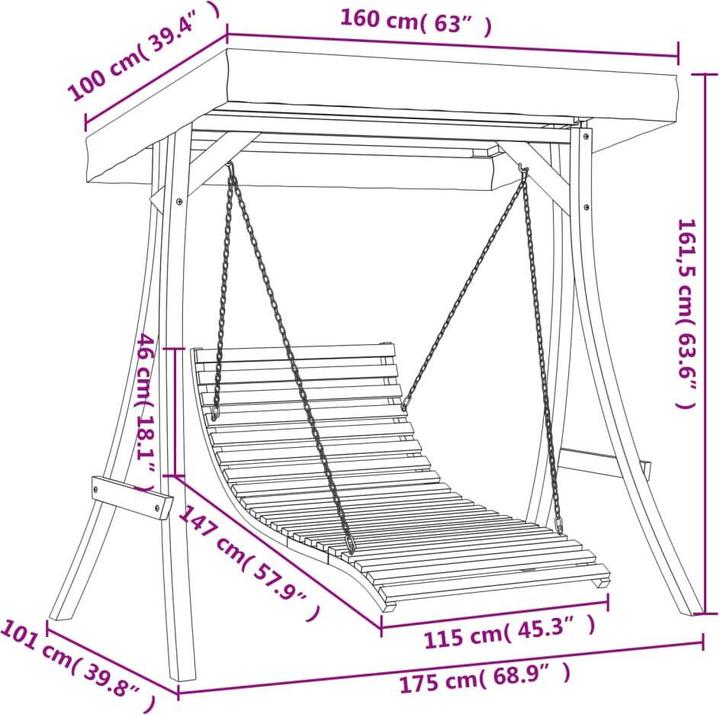 Actual product image vidaXL Schaukelbett