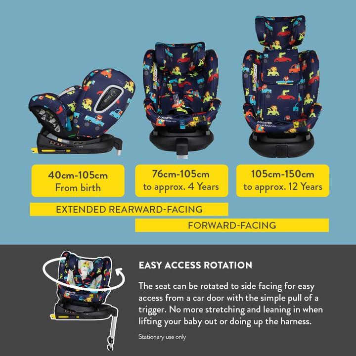 Actual product image Cosatto All-in-One Rotating i-Size Car Seat from Birth to 12 Years with ISOFIX and ERF (Child seat)