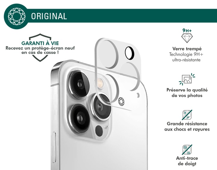 Actual product image Bigben Connected Rear camera film, camera glass, 9H+ hardness (1 Piece, Apple iPhone 12 Pro)