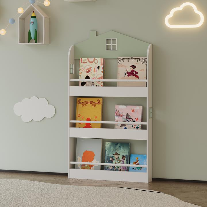 Image du produit En.Casa Kinderregal Vipsali 106x60x12 cm Mintgrün/Weiss