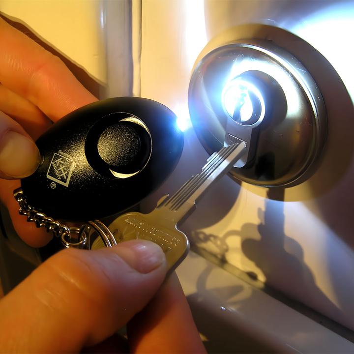 Produktbild KH Security 4er-SetPersonenalarm inkl. LED-Licht, 120dB, schwarz