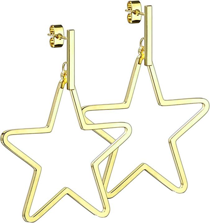 Image du produit Star Piercing Boucles d'oreilles plaquées or Barre Pendentif Étoile (sans laiton, Acier chirurgical 316L)
